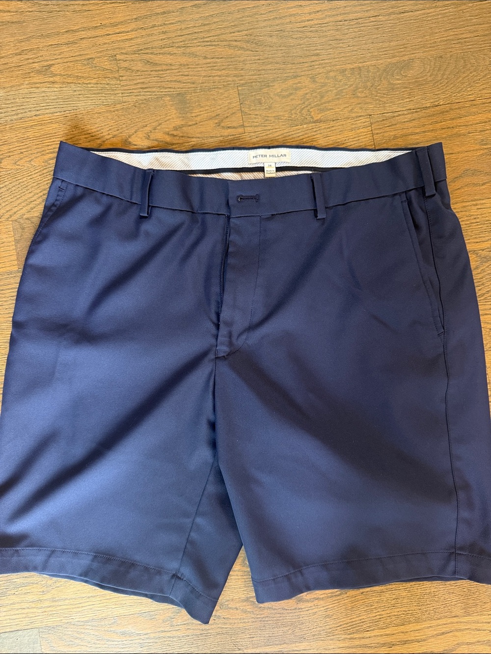 Peter Millar Navy Flat-Front Performance Shorts